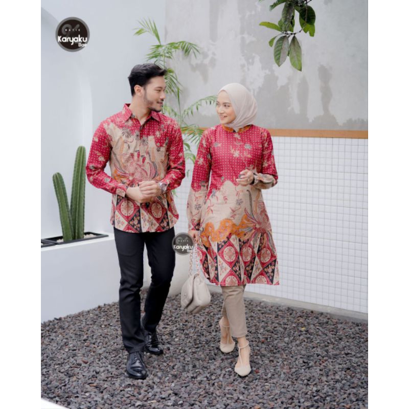 [BISA COD] COUPLE TUNIK KEMEJA BATIK COUPLE MODERN BATIK TRENDING INTERNATIONAL COUPLE