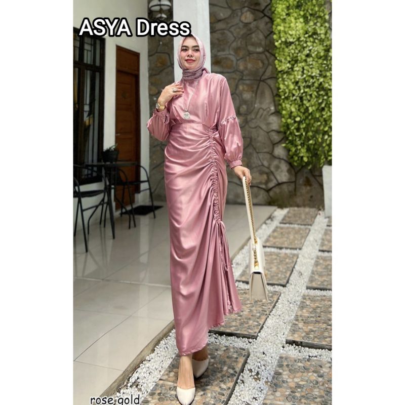 (NEW) ASYA Dress - Baju Gamis Dress Mewah Rok Serut Remaja Wanita Perempuan Ibu Muslim Muslimah Untu