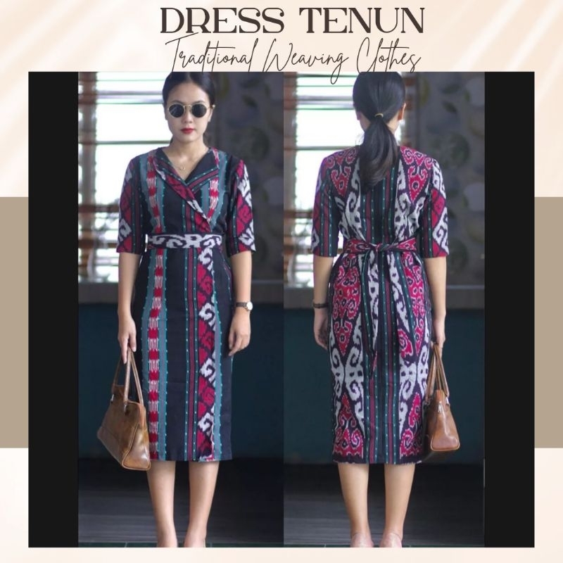 Dress Tenun - Dress Tenun Ikat - Dress Etnik - Baju Tenun Etnik - Dress Tenun Etnik Kain Blangket Ha