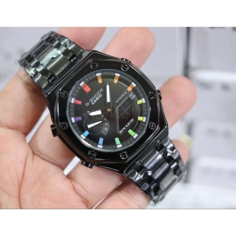 Jam Tangan Pria gshock ga2100 ori bm rantai stainless Full Set COD