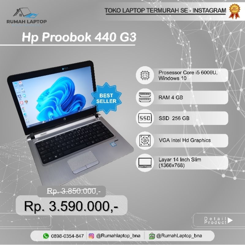 Laptop Hp Proobok 440 G3, core i5 gen 6