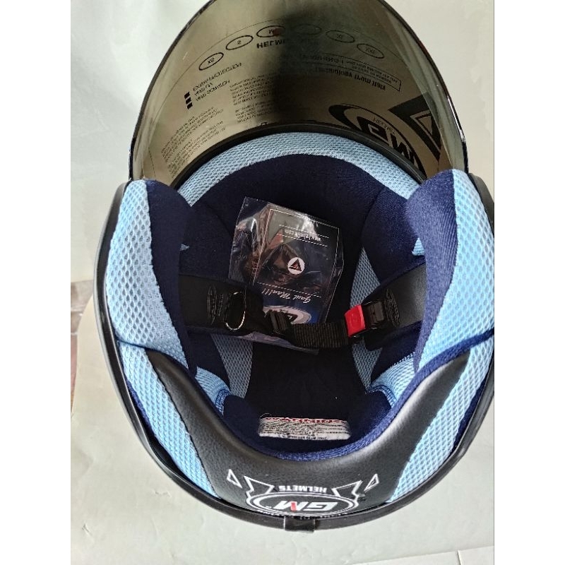 helm gm evolution solid putih,hitam/hitam doff