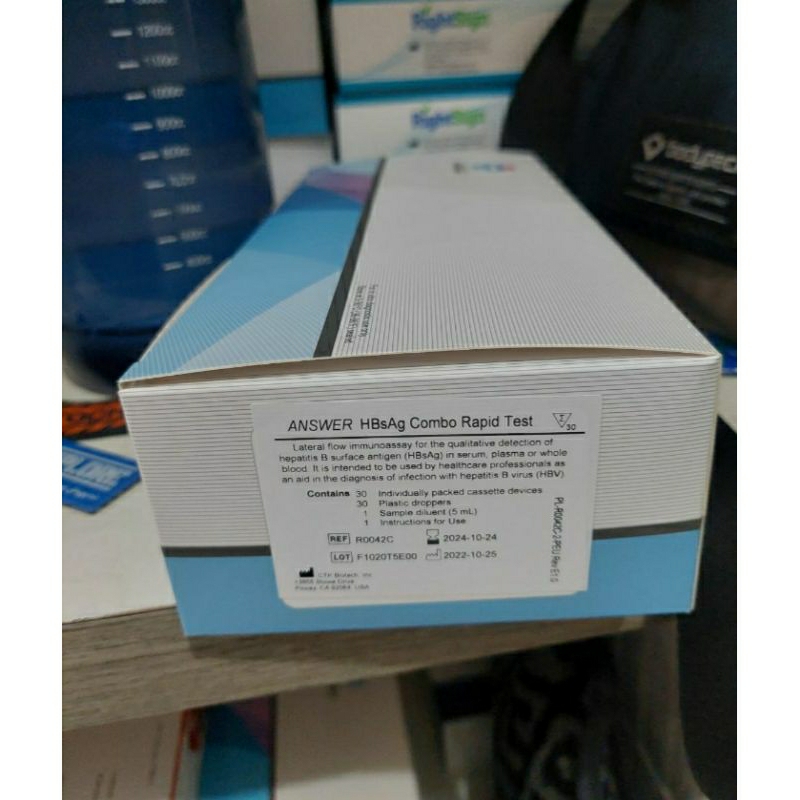 Test HBsAg Device ( Serum/Plasma/Whole Blood) 30Pcs / Alat tes HBsAg device 30pcs / Alat test Hepatitis B / Strip Tes HBsAg Device / Hepatitis B  / HBsAg Device Test Merk Answer