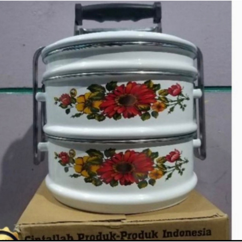 rantang enamel / rantang tenong 24cm susun 2,5 maspion