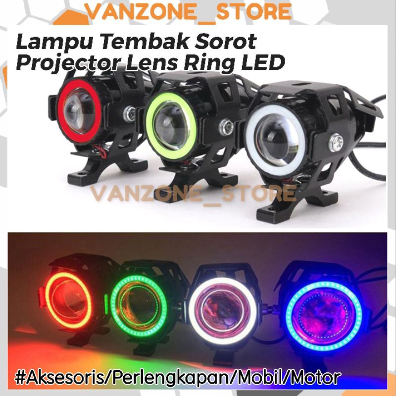Lampu Tembak Sorot Motor Projie Ring LED DC 12V Waterproof
