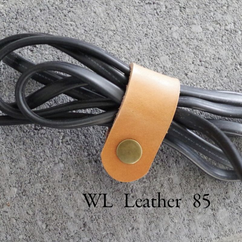 Klip kulit Kabel/ klip penggulung kabel kulit asli wl44