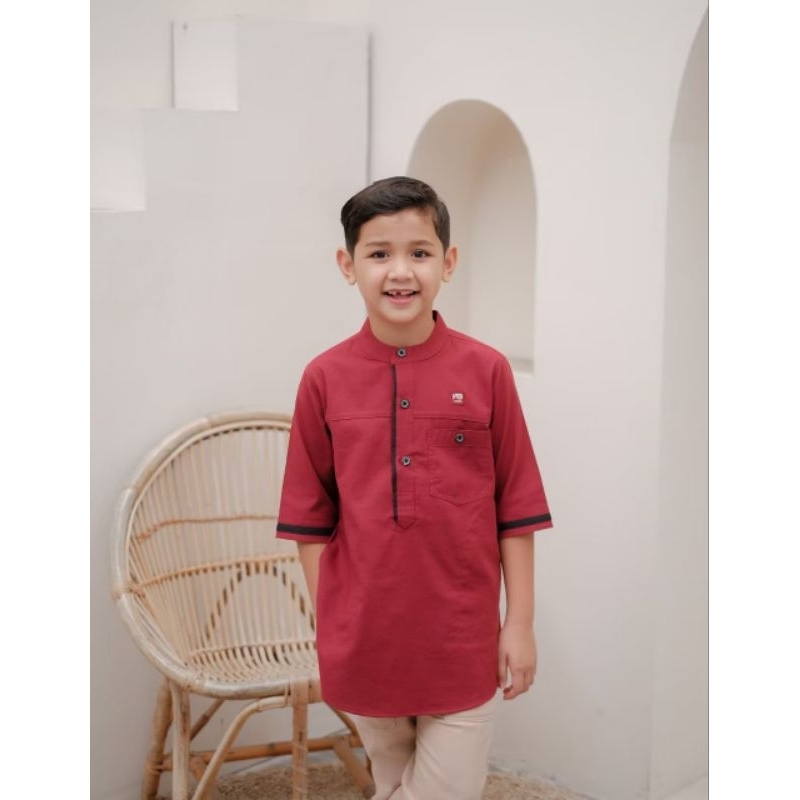 Baju Koko Kurta Couple Ayah Anak Sage Green Habib