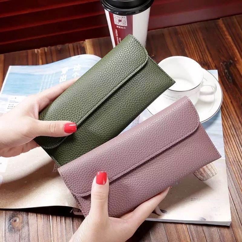 MARIONE - TOGO Dompet Lipat Wanita Bahan Togo Dompet panjang wanita kekinian slot HP kartu dan uang