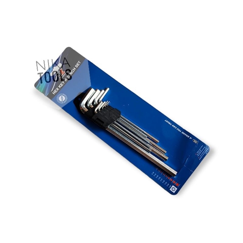 Kunci L Flat Hex Extra Long 9 Pcs