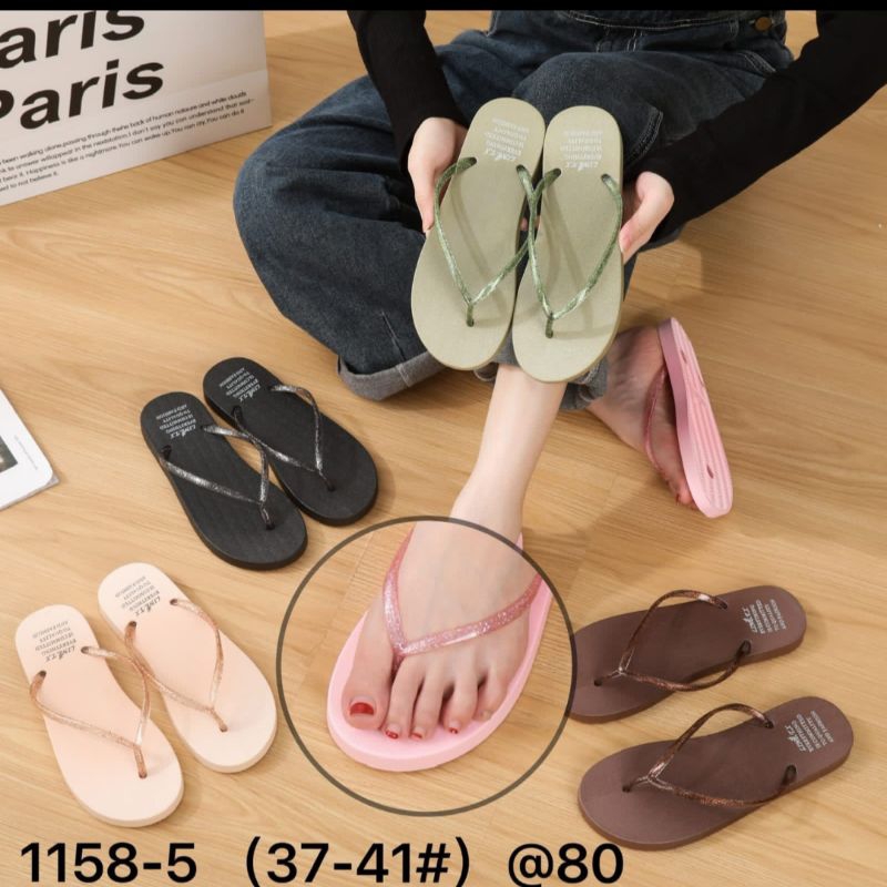 1158-5 Sandal Jelly Jepit Tali Bening Anissa Import/ Sandal Jelly Jepit Wanita Remaja