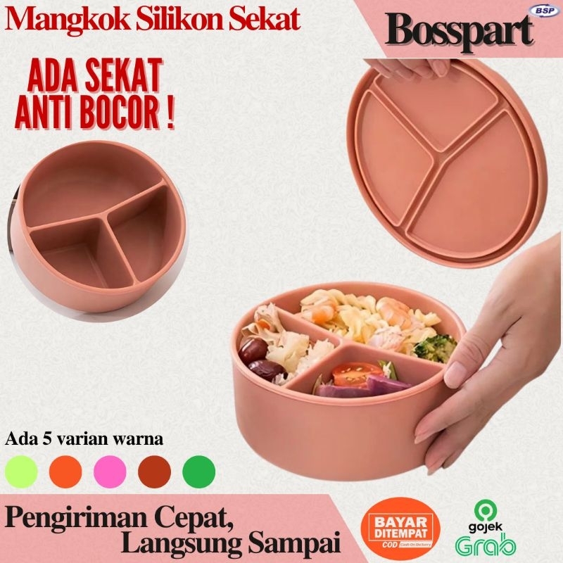 Silicone Bowl 1000 ML / Mangkok Silikon / Tempat Makan Bulat Sekat