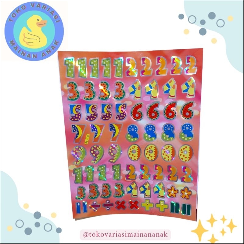 

2 LEMBAR STIKER LASER ANGKA MENGKILAT / STIKER EDUKASI BELAJAR BERHITUNG UNTUK ANAK