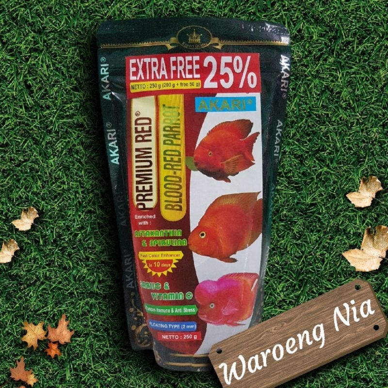 Akari Premium Blood Red Parrot 250gr 2mm Pelet Ikan Oscar Koi Mas Koki Channa 250 gram 250 gr
