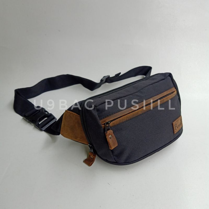 waistbag Pusiill 1403 waistbag cordura+kulitasli waistbag kombinasi kulit Tas pinggang selempang