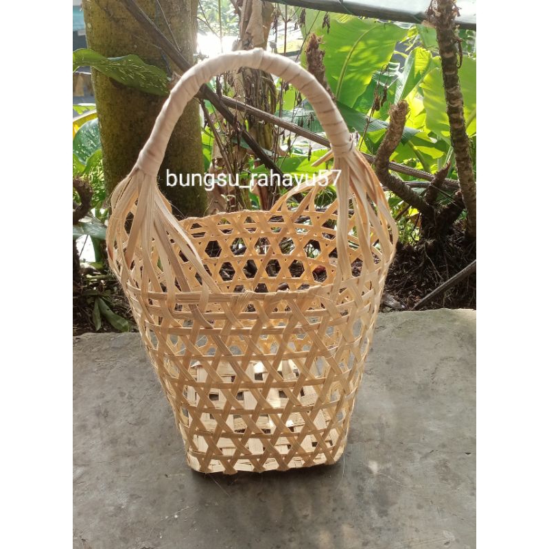 anyaman bambu tas hampers 15x15x20