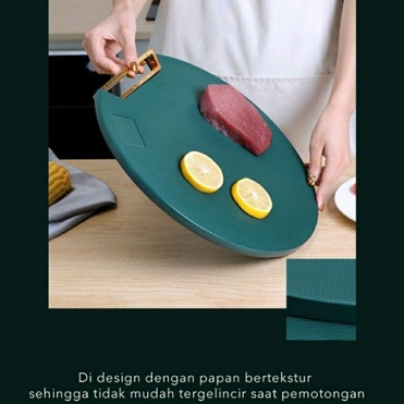 Talenan Bulat 2in1 dan Parutan Minimalis Bahan Anti Jamur Bakteri / Cutting Board Standing High Quality 2in1 / Talenan Bulat Premium Tatakan Pemotong Buah Sayur Extra Tebal dan Anti Jamur