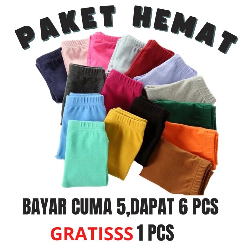 BAYAR 5 DAPATNYA 6 PCS,PAKET HEMAT CELANA LEGGING POLOS ANAK