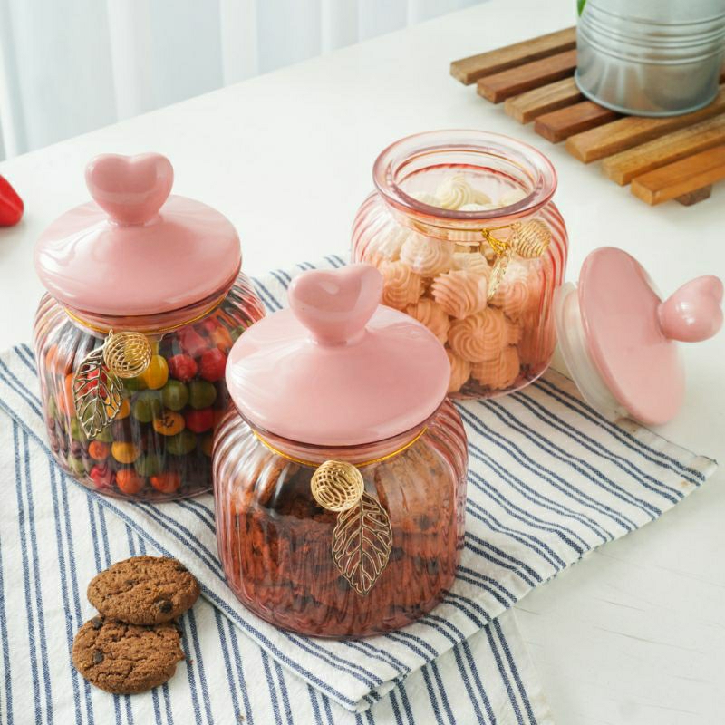 MMS Toples Kaca Montella Stripe Amore - Pink 900 ml