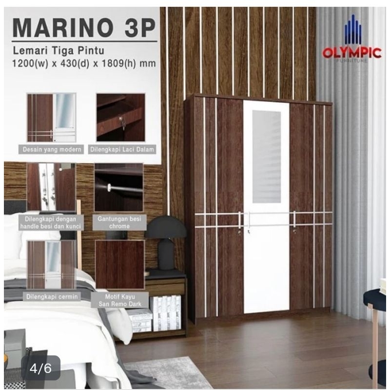 lemari pakaian 3 pintu lemari baju minimalis lemari  murah  /LP Marino 3 p