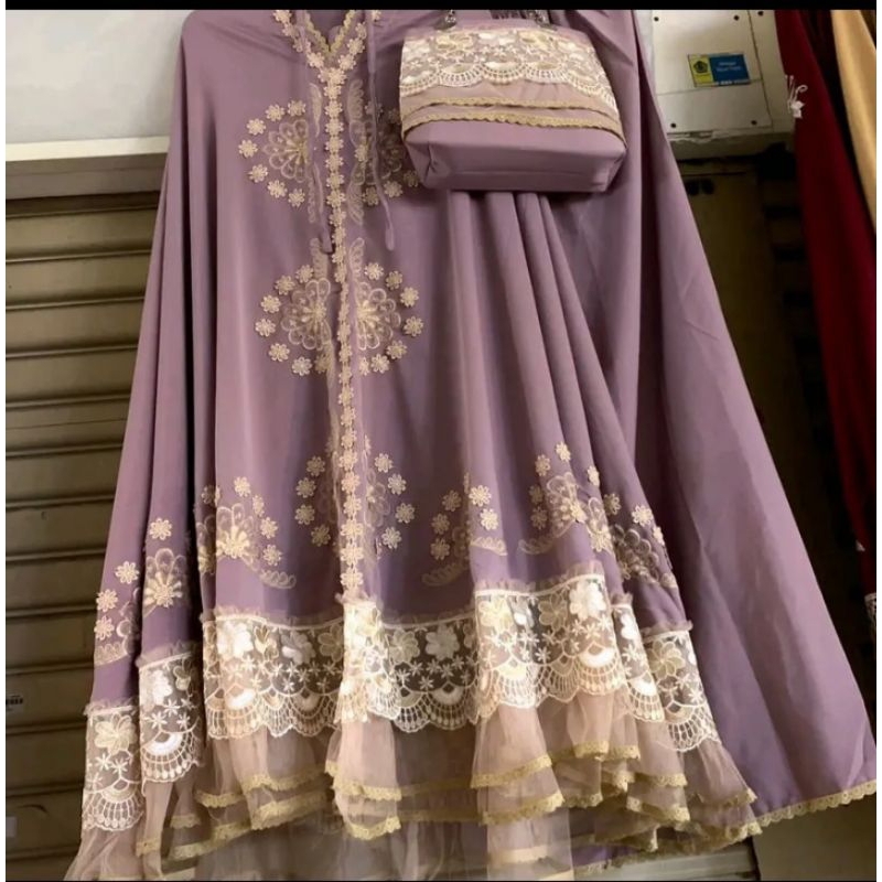 mukena atasan dan rok brokat mix tille tutu