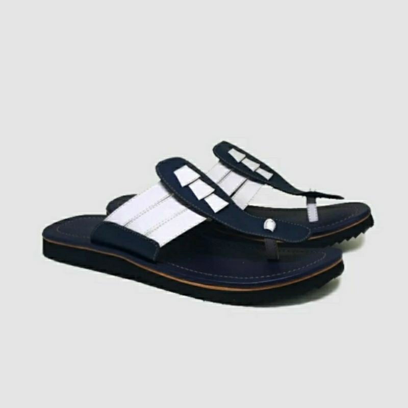 MGIO-J10 Sandal Jepit Super JUMBO Pria Men 43-48 Jepit Kulit Casual Style Bapak2 Empuk Kaki OVERSIZE Black