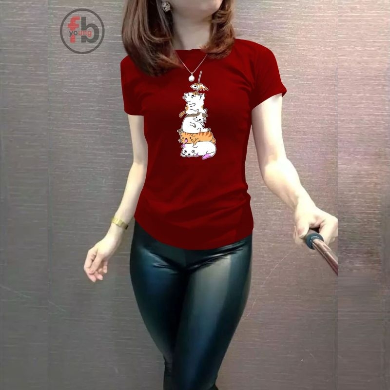 fbyoung kaos wanita/t-shirt wanita abg model kekinian lengan pendek