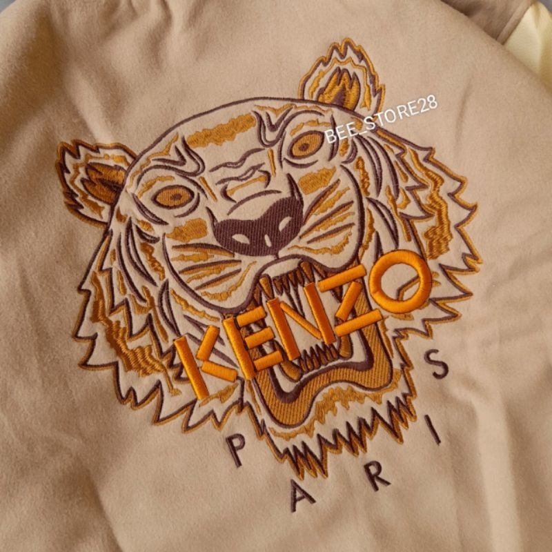 VARSITY JACKET K3NZO TIGER FULL BORDIR CREAM&amp;HITAM AUTHENTIC FULLTAG &amp; LEBEL