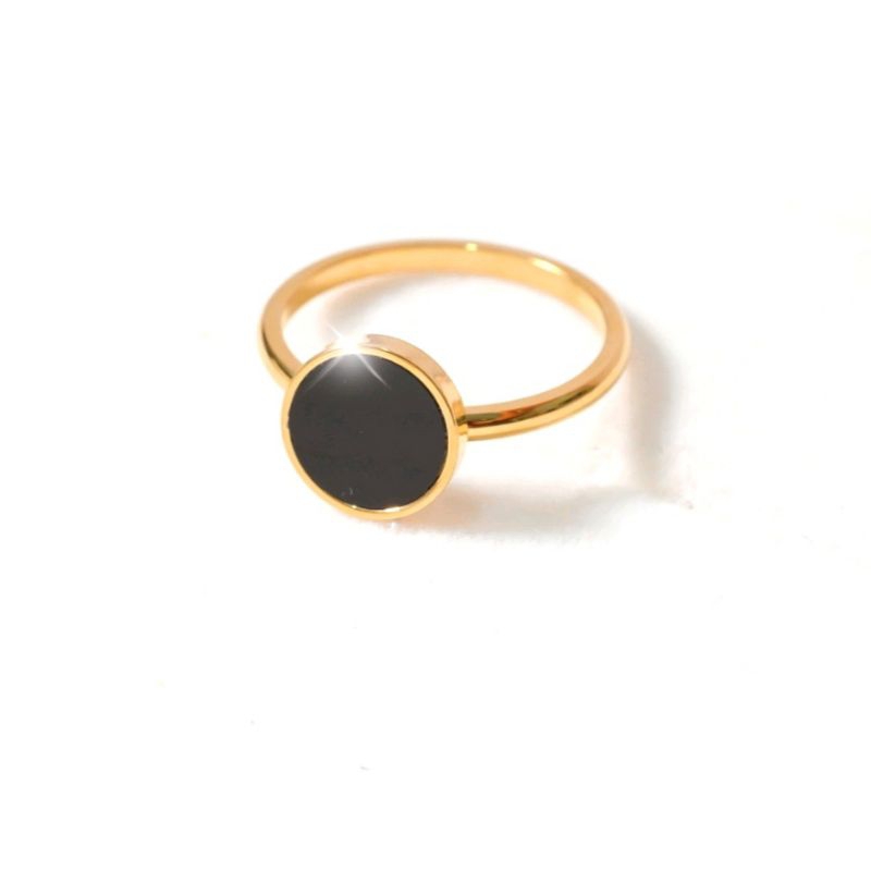 cincin titanium mata hitam anti luntur perhiasan wanita