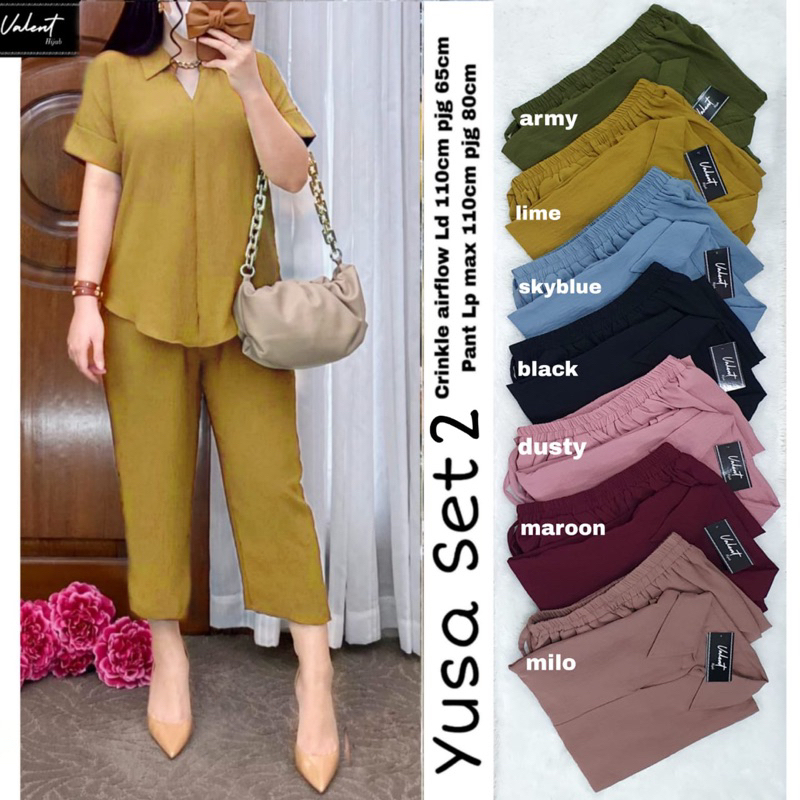 YUSA #2 SET • Setelan Wanita Bahan Crinkle Airflow • SAVARA