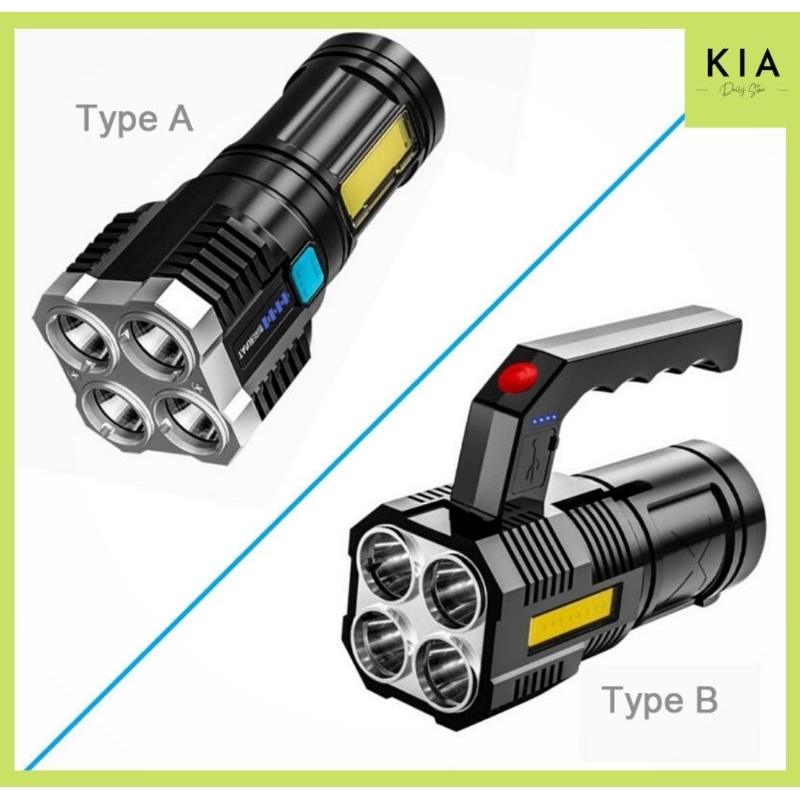 Senter LED Mini Portable 4 Mode COB Super Terang Tahan Air Jarak Jauh Senter Camping