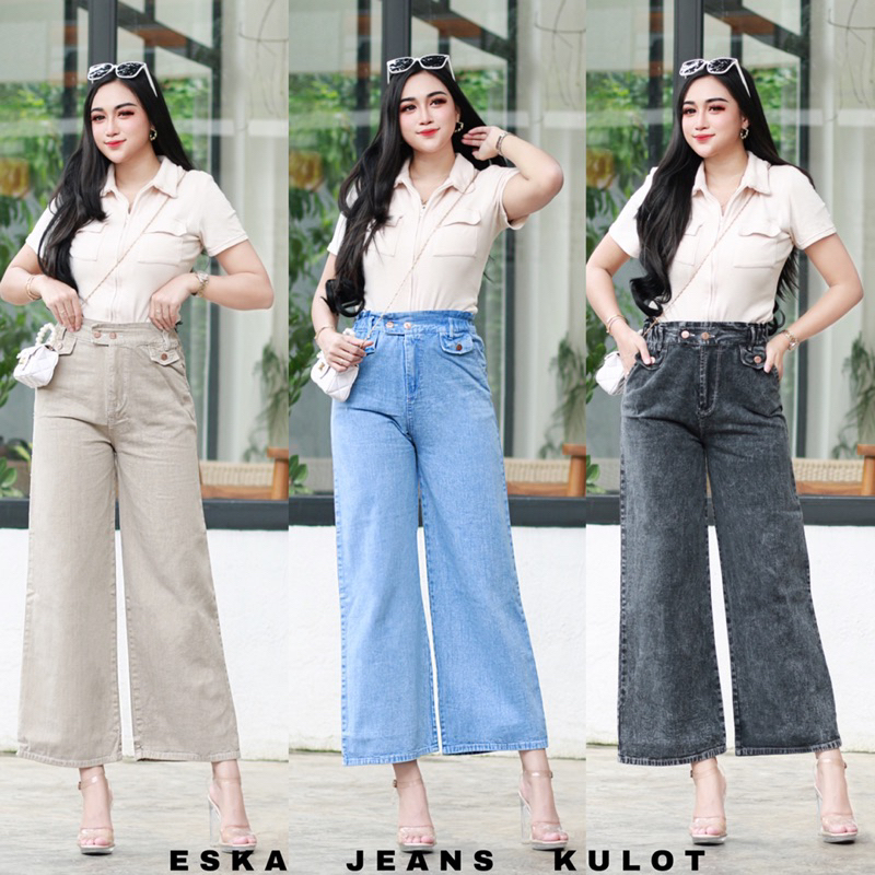 Eska Jeans Kulot Jeans Korean Dua Kancing Pinggang Karet