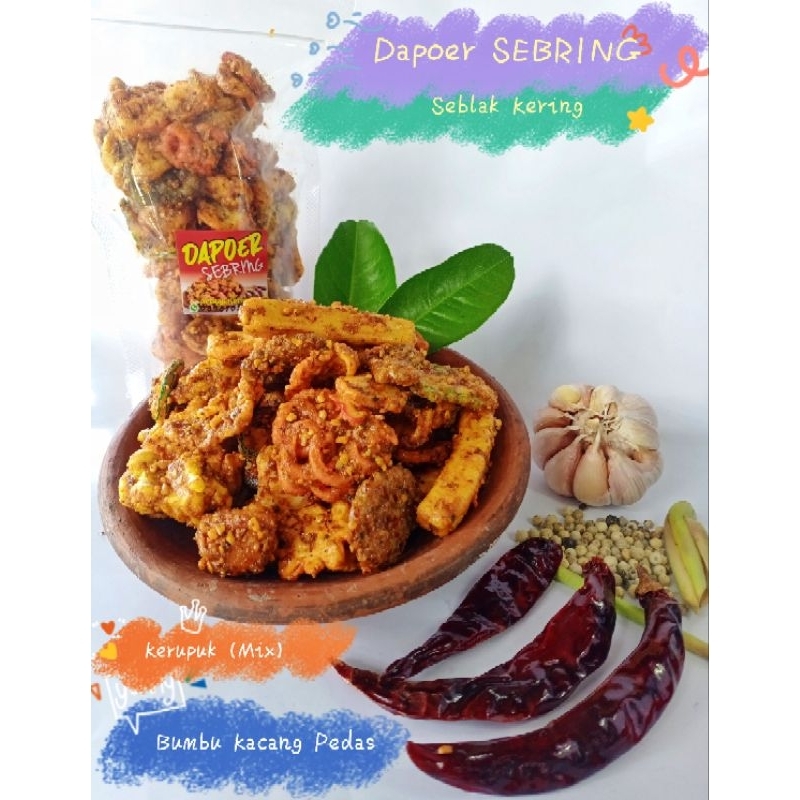 

SEBRING KERUPUK MIX (CAMPUR) BUMBU KACANG PEDAS 100 gram / SEBLAK KERING CEMILAN RENYAH KRIUK MAKANAN KHAS BANDUNG