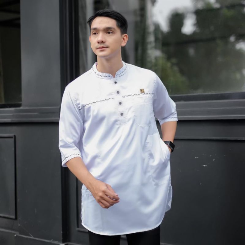 Koko Kurta Dewasa  Bahan Cotton Toyobo Fodu Warna Pink Salem, Putih Size M L XL