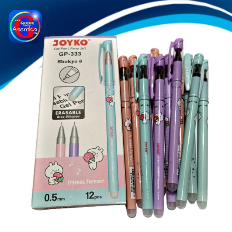 Erasable Gel Pen Pulpen Bisa Dihapus Joyko GP-333  Shokyo 6 Gel 0.5 mm 12pcs