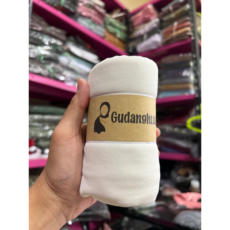 Pashmina Ceruty Baby Doll Premium Broken White | Pashmina ceruty Putih tulang || Pashmina Bw
