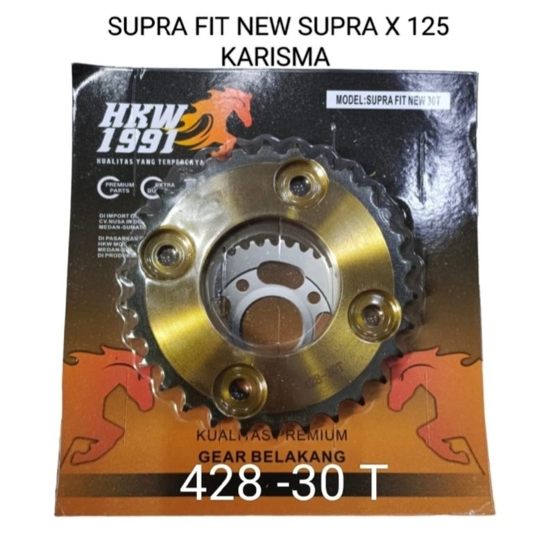 GEAR GIR GIGI TARIK BELAKANG SUPRA FIT NEW SUPRA X 125 KARISMA 428 30T 30 T GOLD