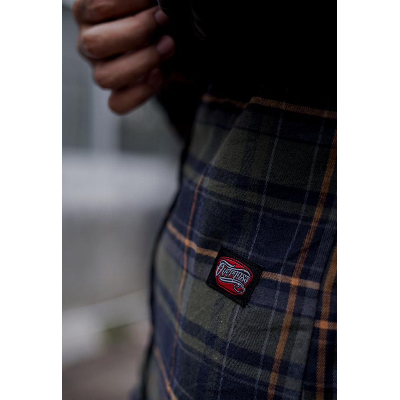 FLANEL OVERGASS HIJAU ARMY HITAM (NEW)