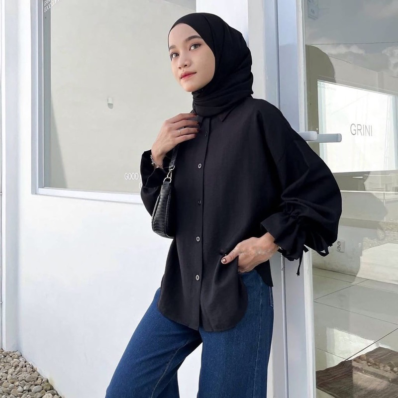 ZEYA SHIRT - Cirebon Cloth | KEMEJA TALI SERUT | ATASAN BLOUSE WANITA CRINCLE / KEMEJA WANITA TALI SERUT LENGAN BALON