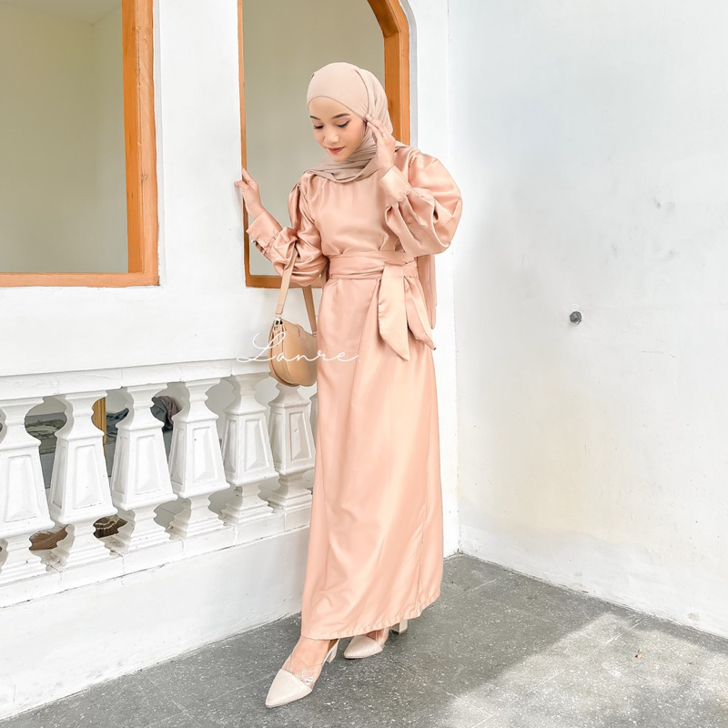 Alisa dress satin by LANRE - satin dress kondangan - dress lebaran