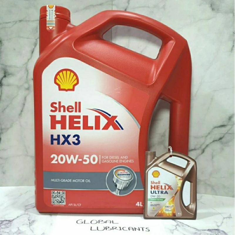 Shell Helix HX3 20W-50 4 Liter (Oli Mesin Multi-Grade Bensin/ Diesel/ 4T/ 4-Tak)