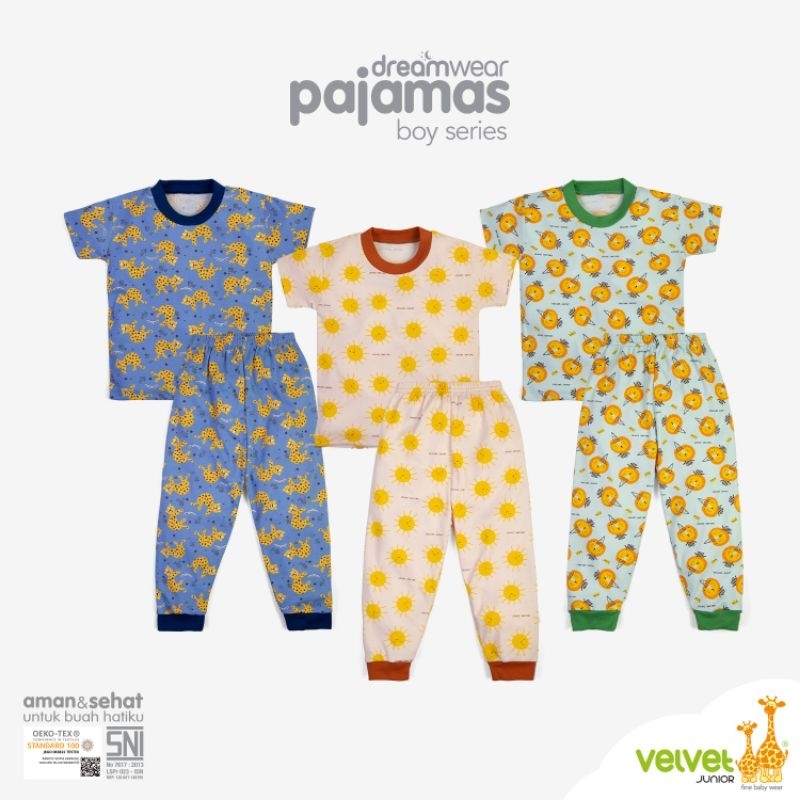 Piyama  Dreamwear Pendek Panjang Boy (isi 3 stel) Velvet Junior