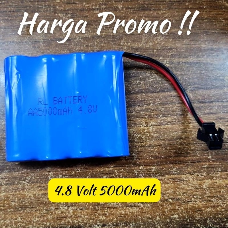 Promo!! Baterai Mobil Remot 4.8V 5000mAh Socket Hitam | Batre RC Rock Crawler