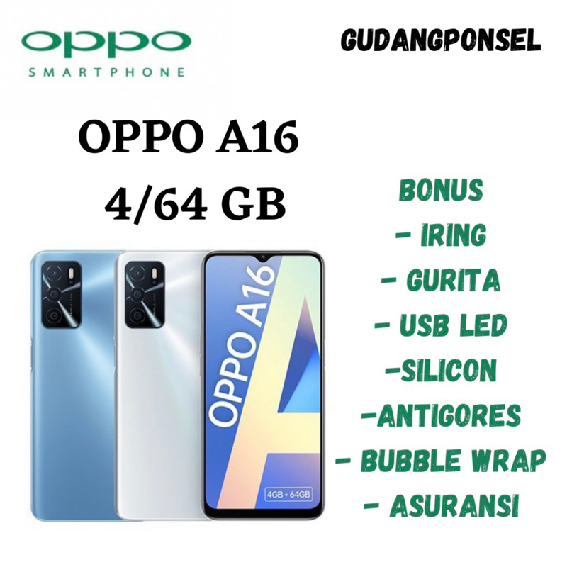 OPPO A16 RAM 4/64GB | OPPO A16 RAM 3/32GB | OPPO A16E RAM 3/32GB GARANSI RESMI OPPO + BONUS