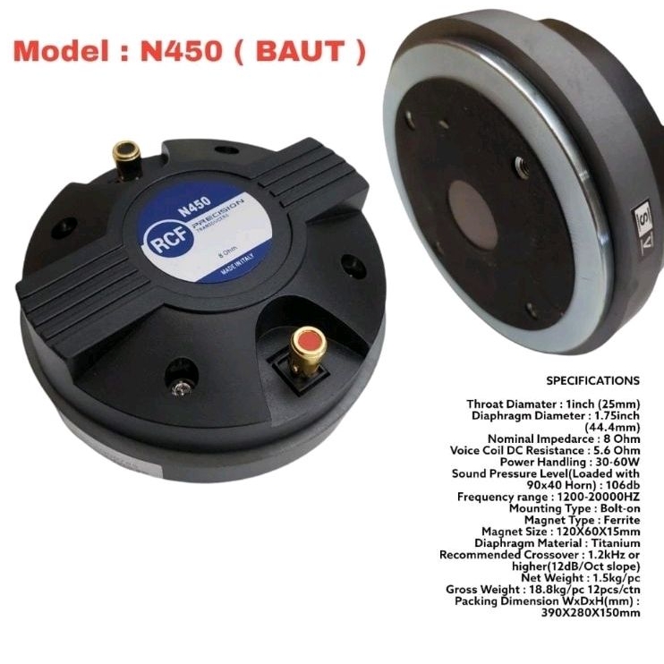 driver 44.4 horn tweeter RCF N450-D Baut