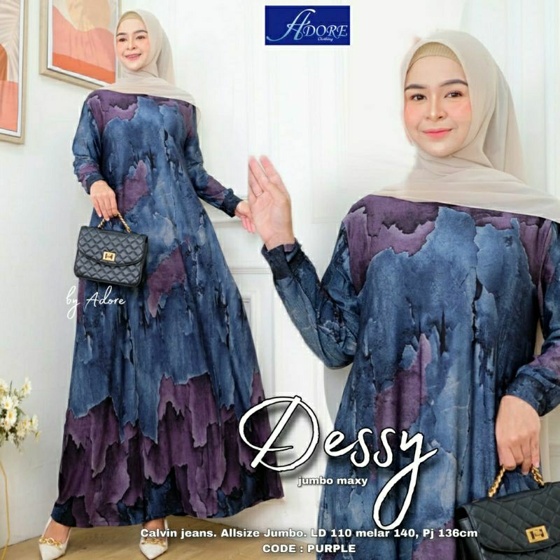 Dessy Jumbo Maxy, GAMIS JUMBO CANTIK FIT XL-XXXXL LD 110-140 BAHAN CALVIN JEANS IMPORT TERMURAH OOTD KEKINIAN TERLARIS