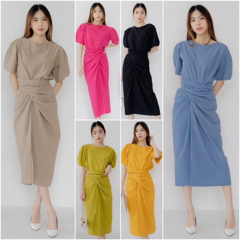 ♡ PREMIUM ♡ ORIGINAL ! CANDICE 2 IN 1 SET BLOUSE WITH TIED MAXI SKIRT / SETELAN ATASAN &amp; ROK LILIT