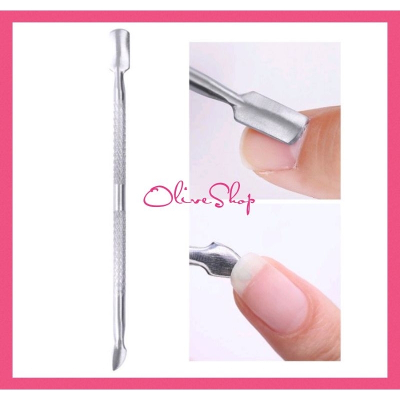 OliveShop ❤️ Alat Pendorong Kutikula Cuticle Pusher Stainless Steel Nail Remover Pusher Manicure