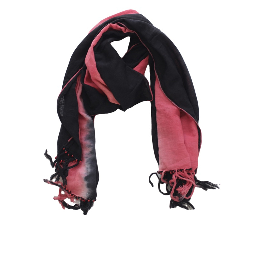 Pashmina Panjang Syal  Leher Polos Scarf Leher  Merah Gradasi Hitam  Tenun Tangan  GESYAL