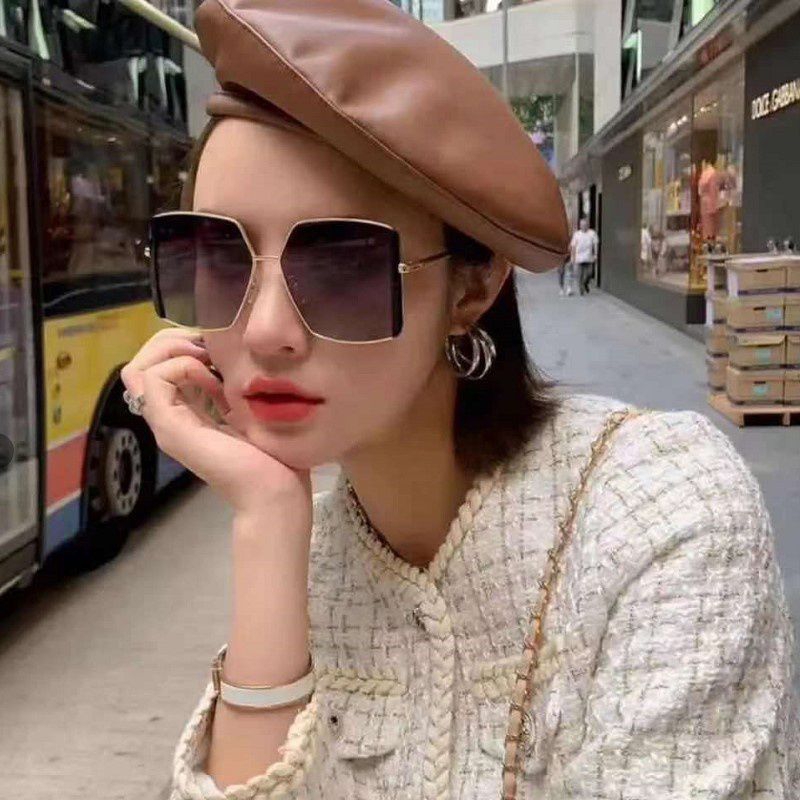 Kacamata Wanita Korean Fashion Retro Besar Sunglasses Hitam Woman Import