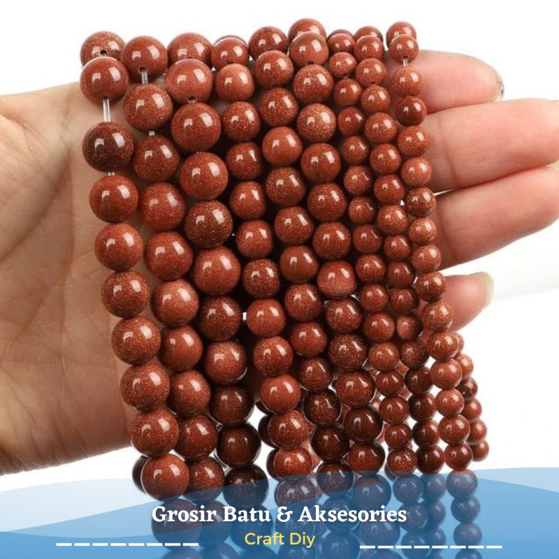 Batu alam bulat pasir mas Alami Manik-Manik Bahan Gelang Diy 4Mm - 10mm